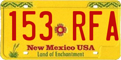 NM license plate 153RFA