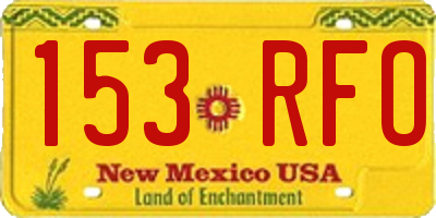 NM license plate 153RFO