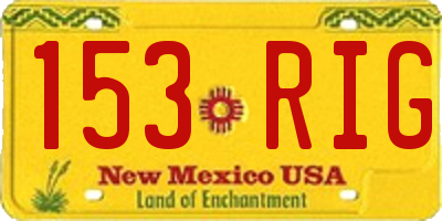 NM license plate 153RIG