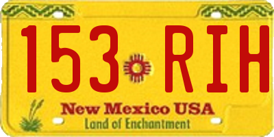 NM license plate 153RIH