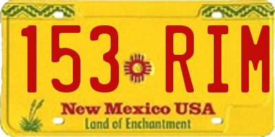 NM license plate 153RIM