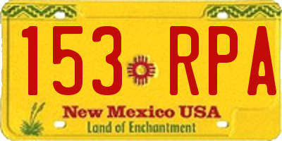 NM license plate 153RPA