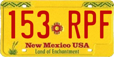 NM license plate 153RPF
