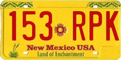 NM license plate 153RPK