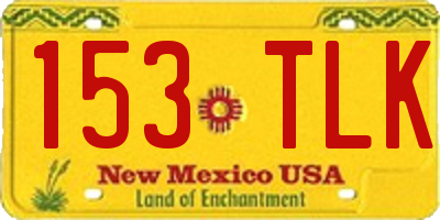 NM license plate 153TLK
