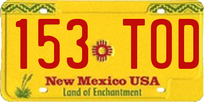 NM license plate 153TOD
