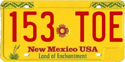 NM license plate 153TOE