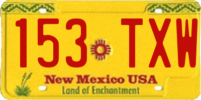 NM license plate 153TXW