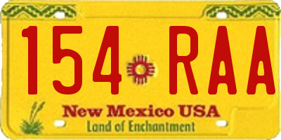 NM license plate 154RAA