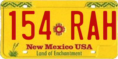 NM license plate 154RAH