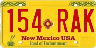 NM license plate 154RAK