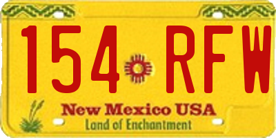 NM license plate 154RFW