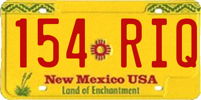 NM license plate 154RIQ