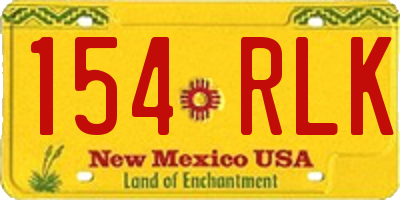 NM license plate 154RLK