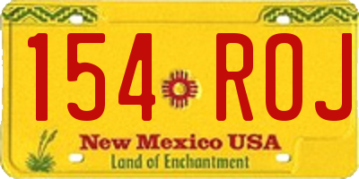NM license plate 154ROJ