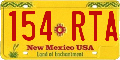 NM license plate 154RTA