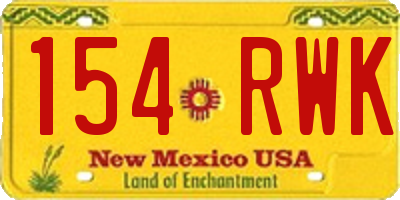 NM license plate 154RWK