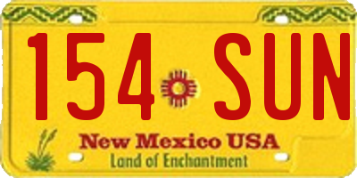 NM license plate 154SUN
