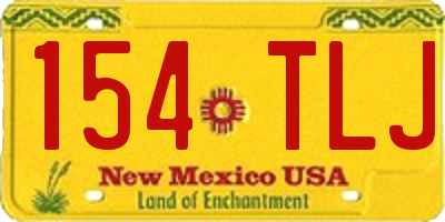 NM license plate 154TLJ