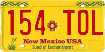 NM license plate 154TOL