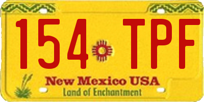 NM license plate 154TPF