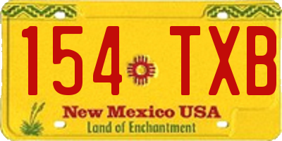 NM license plate 154TXB