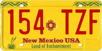 NM license plate 154TZF