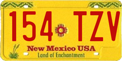 NM license plate 154TZV