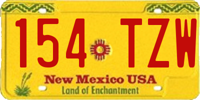 NM license plate 154TZW