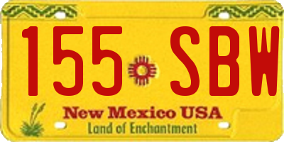 NM license plate 155SBW