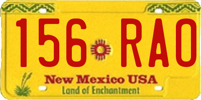 NM license plate 156RAO