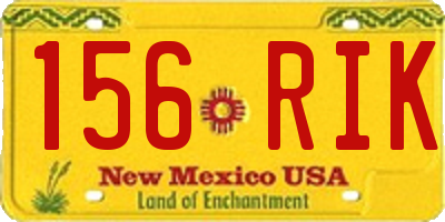 NM license plate 156RIK