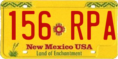 NM license plate 156RPA