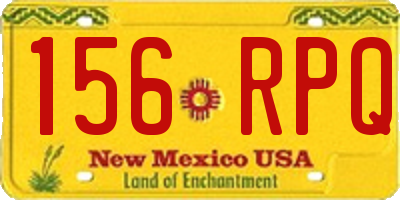 NM license plate 156RPQ
