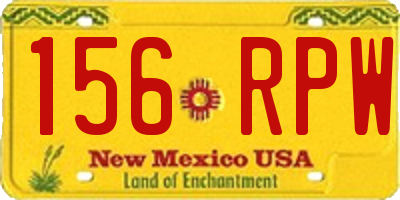 NM license plate 156RPW