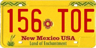 NM license plate 156TOE