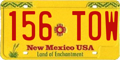 NM license plate 156TOW