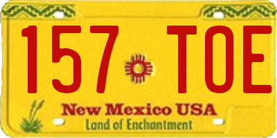 NM license plate 157TOE
