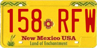 NM license plate 158RFW
