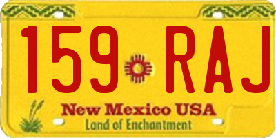 NM license plate 159RAJ