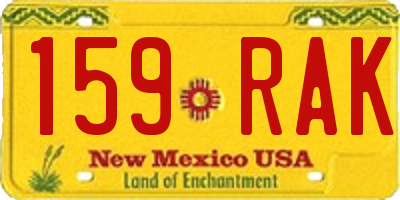 NM license plate 159RAK