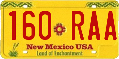 NM license plate 160RAA