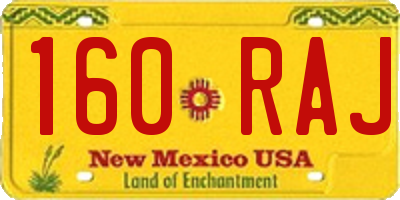 NM license plate 160RAJ