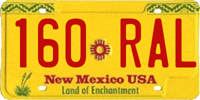 NM license plate 160RAL