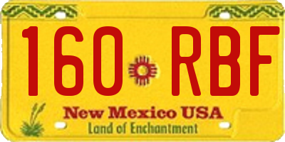NM license plate 160RBF