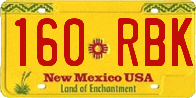 NM license plate 160RBK