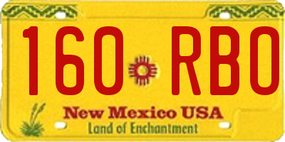NM license plate 160RBO