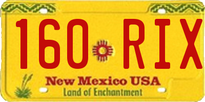 NM license plate 160RIX