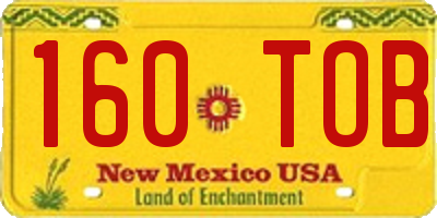 NM license plate 160TOB