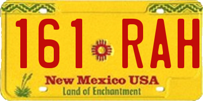 NM license plate 161RAH